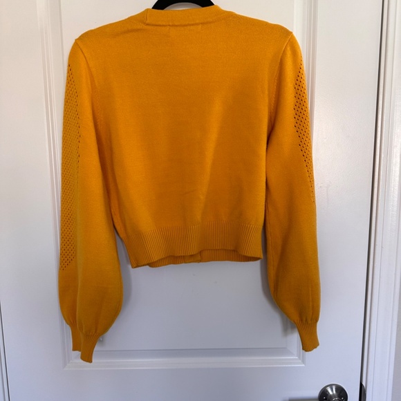 Open Stitch Short Cardigan in Golden Rod - Picture 6 of 14